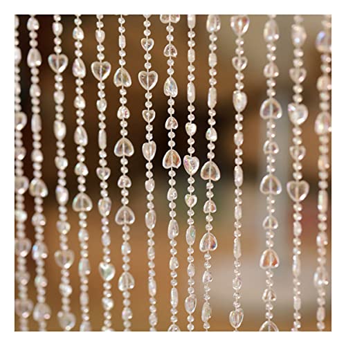 QueenBox® 39.4in 20pcs Clear Love Heart Curtain, Acrylic Hanging Door Beads String Room Divider for Home Party Wedding Shop, Transparent