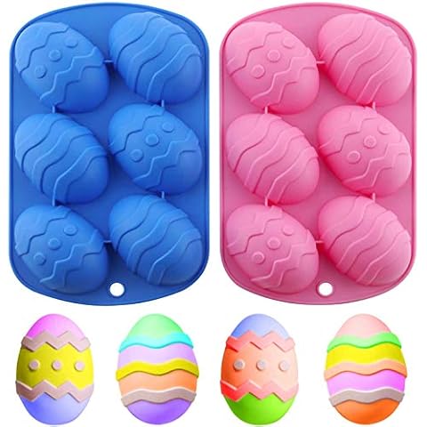 Sayna Easter Egg Molds Silicone Chocolate Mold 6 Holes Non-stick Easter Egg Shaped Silicone Molds for Easter Chocolate, Hot Chocolate Cocoa Bombs, Cake, Jelly Ice Tray Kitchen Accessories(2PCS ) Cover