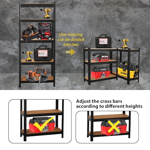 Garage Shelving Units,5 Tier Shelving Unit Garage Shelves Storage Shelf Heavy Duty Shed Storage Racking Shelf Metal Boltless for Warehouse Workshop Office (Black, 70X30X150) - Image 5