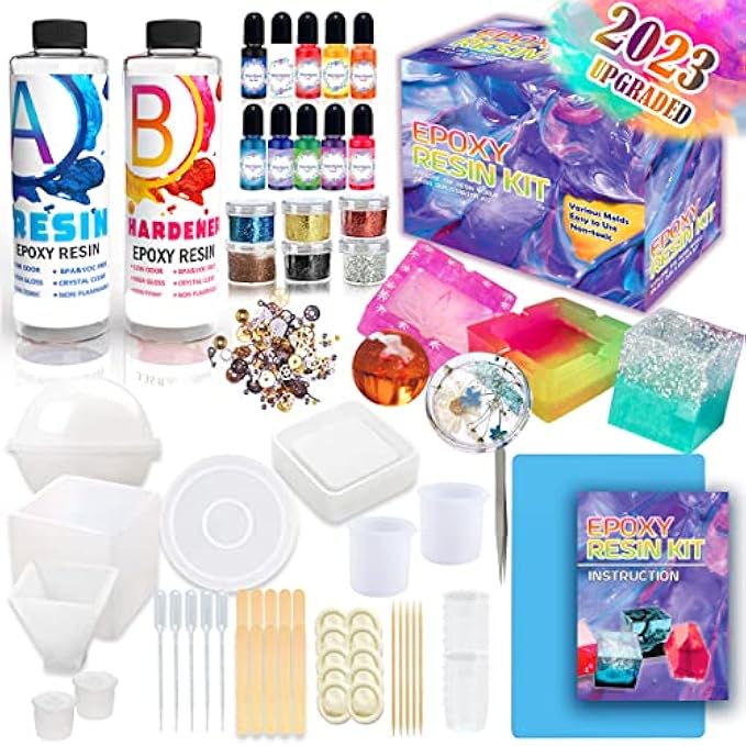 Catcrafter Clear Epoxy Kit - Jewelry Making Tools Craft Supplies Home Office Art Deco Light Curing Kit For Beginners (Pigments)