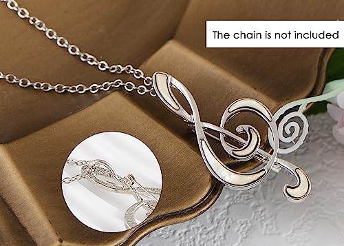 Image of Alilang Silvery Tone Abalone Shell Music Note Brooch Pin & Pendant Simple Accessories for Party Banquet New Years