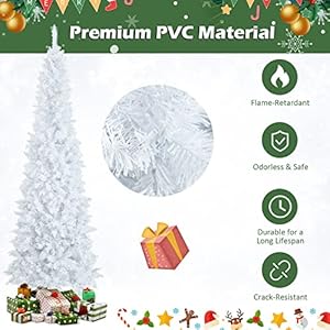 Goplus7ftwhiteprelitpencilchristmastreeartificialhingedslimtreewith800tips300warmwhitelights8lightingmodesxmastreeforindoorhomeofficepartyholidaydecor Urban Country Home Decor Goplus 7ft white pre lit pencil christmas tree artificial hinged slim tree with 800 tips 300 warm white lights 8 lighting modes xmas tree for indoor home office party holiday decor urban country home decor
