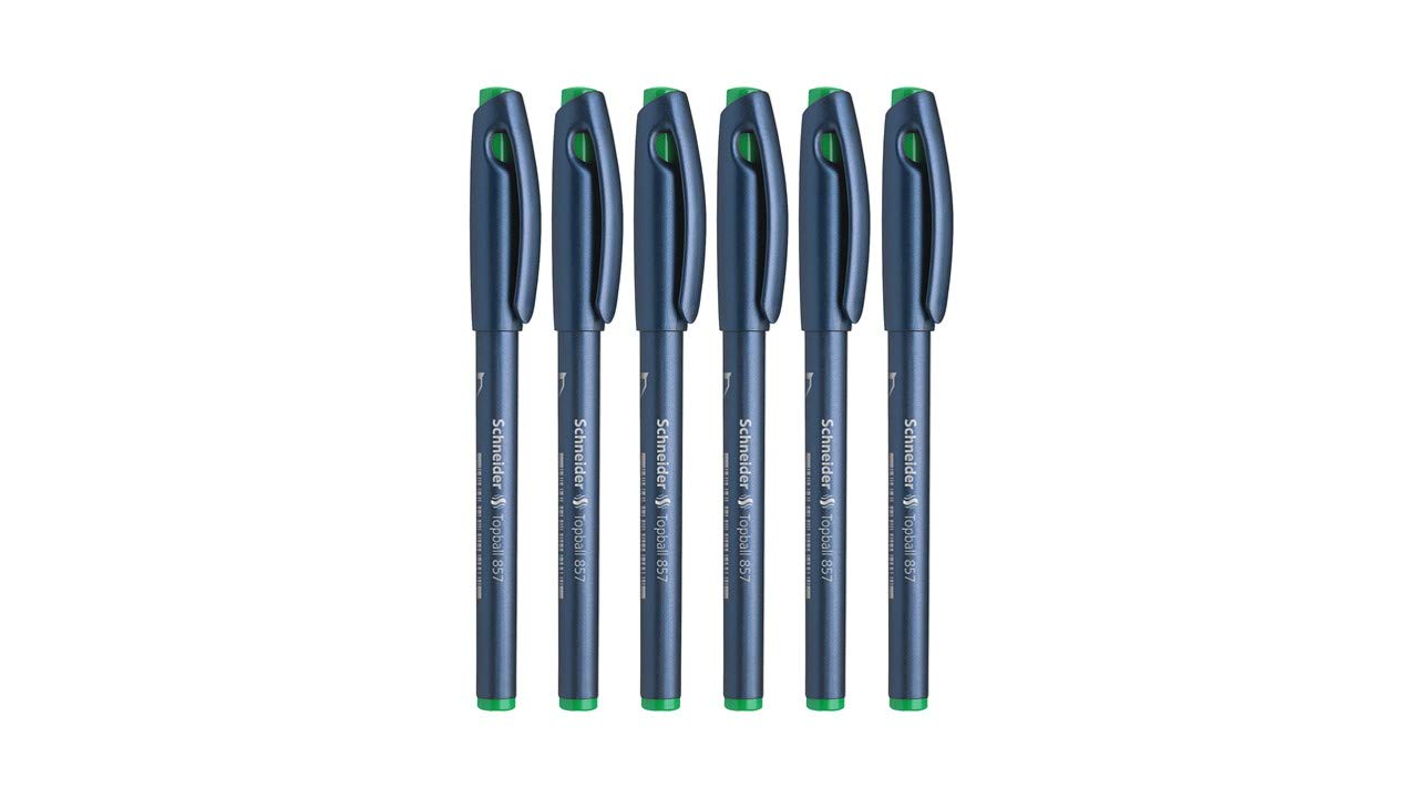 Schneider Topball 857 Rollerball 0.6mm, Green (Pack of 6)