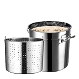 SaryEdge Vaporera de Acero Inoxidable, Olla de Acero Inoxidable con colador y Tapa - Olla freidora Grande y Resistente de 27/45/63 Cuartos de galón, cubeta Comercial para cocinar almej,45Qt