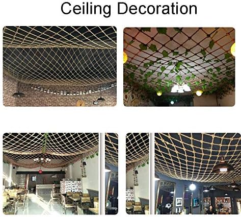 Heavy Duty Hemp Rope Climbing Net - Giant Mesh Cargo Net for Indoor & Outdoor Use, Perfect for Garden Decoration, Climbing Activities, and Adventure Playgrounds