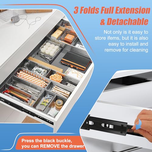 Sulawskys 12 Inch Drawer Slides, 6 Pairs (12 Pcs) Full Extension Ball Bearing Rails, Side Mount Heavy Duty 100 LB Capacity Metal Runners for Kitchen Cabinet, Wardrobe Dresser, Zinc Plated Steel Black by Sulawskys - Image 7