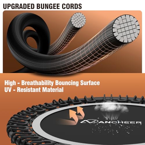 Image of ANCHEER Fitness Trampoline,40 inch /48 inch Bungee Rebounder with Adjustable Handle | 450-550 LBS Capacity /Waterproof & UV-Resistant Materials Indoor & Outdoor Use /Low-Noise Bungee System /Home Cardio Workout