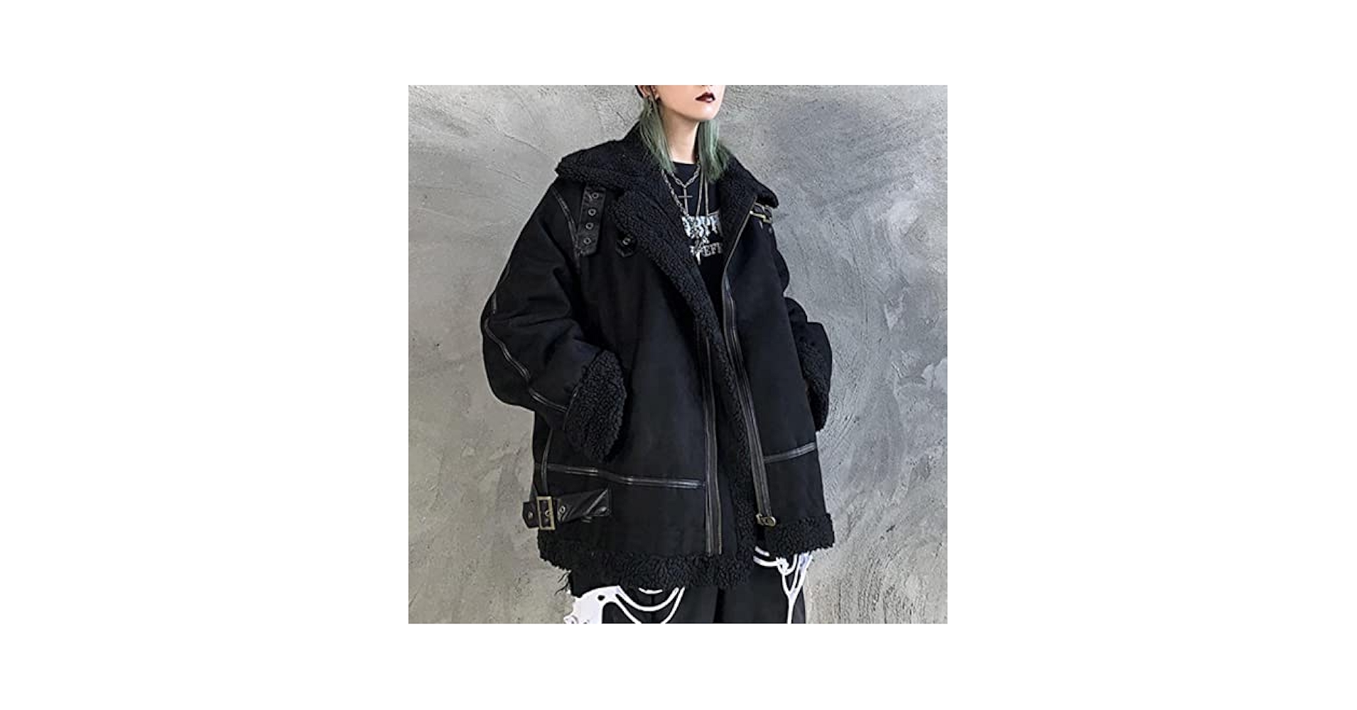 ZXCL Women's Winter Jacket Gothic Punk Warm Oversized Style