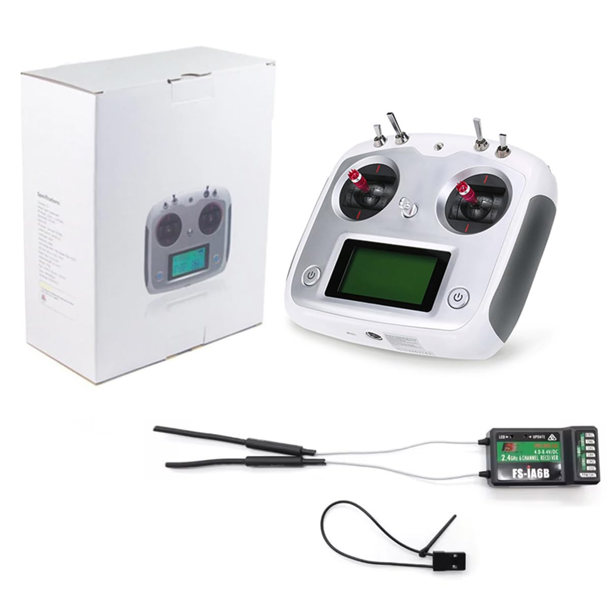 FLYSKY fs-i6s+iA6B 10 Canali Telecomando, Dotato di Ricevitori, Compatibile con Tutti gli Aeromobili Flywing