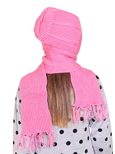 Image of Gajraj Unisex Soft Knitted Winter Warm Woolen Cap with Woolen Lovely Muffler|Fur Cap with Muffler