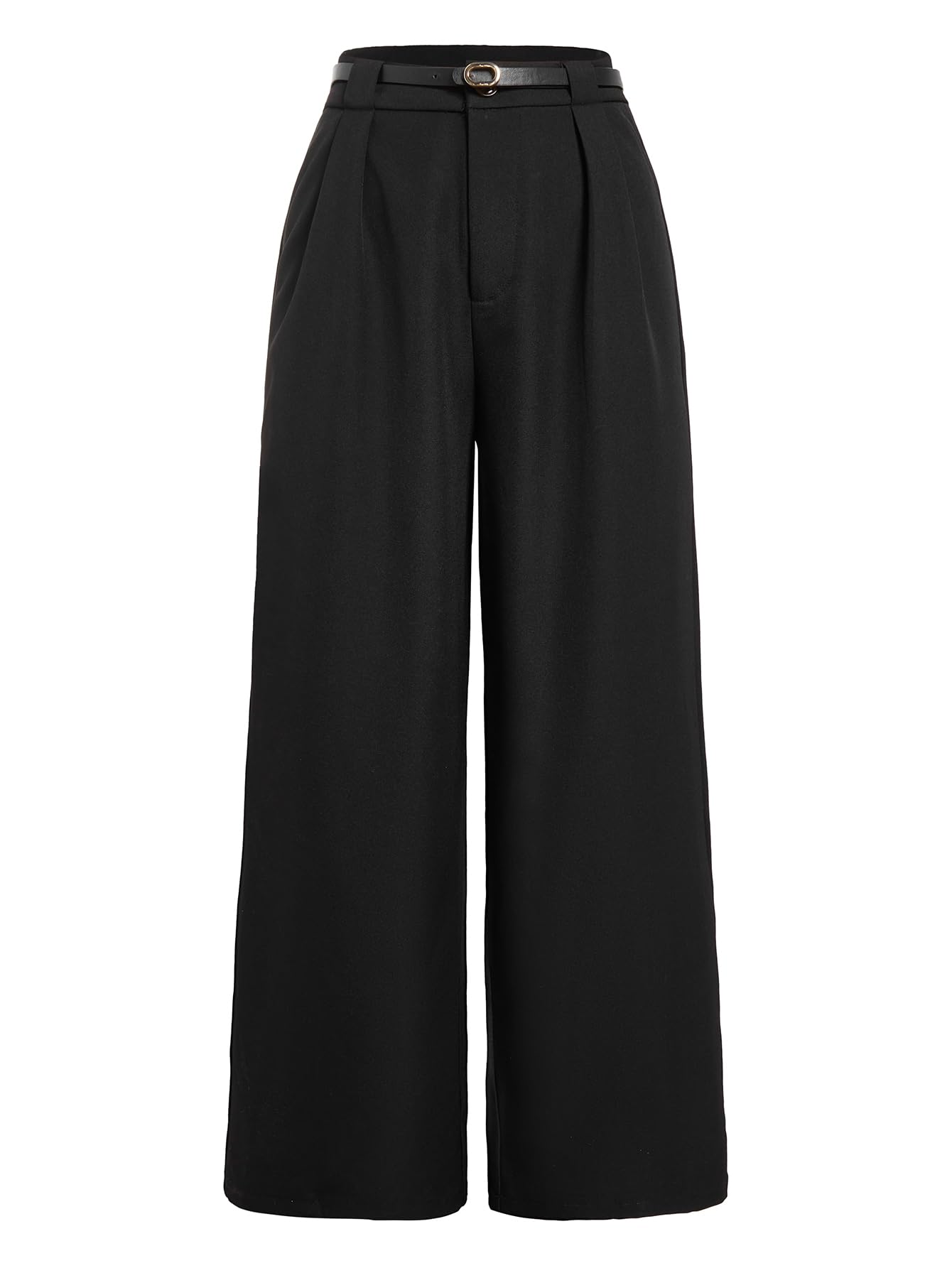 SOLY HUX Hosen Damen Elegant Anzughose Hohe Taille Büro Freizeithose Geradehose mit Gürtel Einfarbig Palazzo Casualhose Herbst Outfit