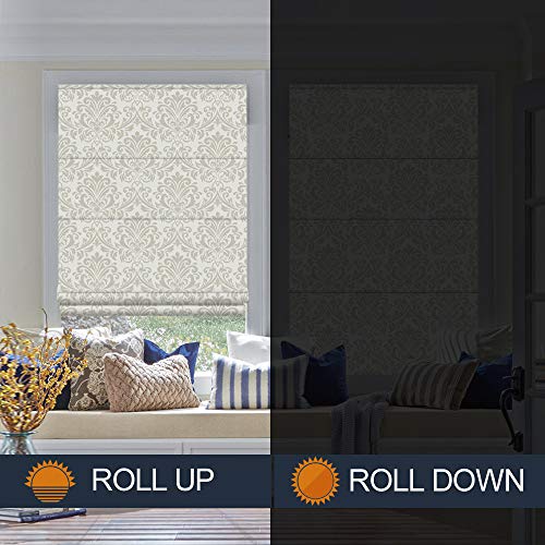 Roman Shades Window Blinds, Grey Paisley Premium Blackout Window Roman Shades, Custom Washable Fabric Roman Shades For Windows, Doors, French Doors, Kitchen Windows #TOP3