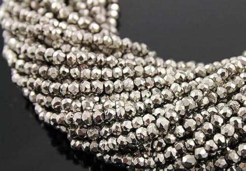 Pyrite argentée perle rondelle facettée 3mm pour création de bijoux - 2