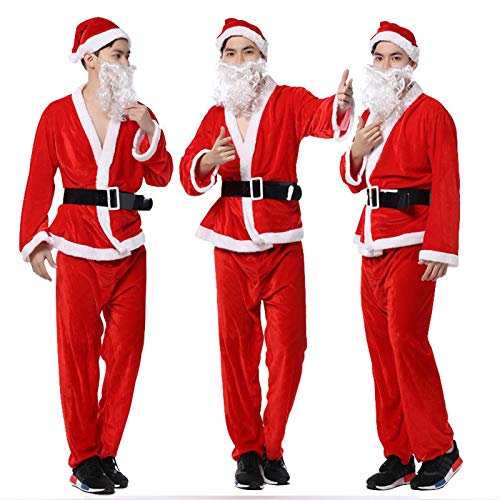 Kerstman kostuum Regal pluche 5 stuks van luxe professioneel kerstman pak Kerstman verkleedkleding cosplay kostuum kostuum goud fluweel materiaal geschikt voor Kerstmis en Halloween<br> - Afbeelding 6
