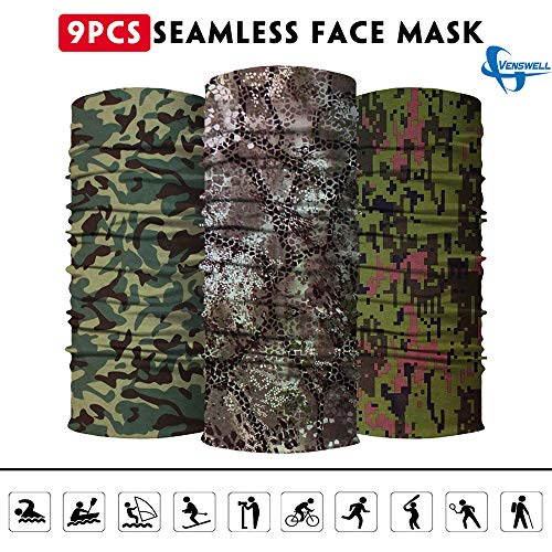 image for Venswell Neck Gaiter Face Mask Men Women,Seamless Bandana Rave Face Co