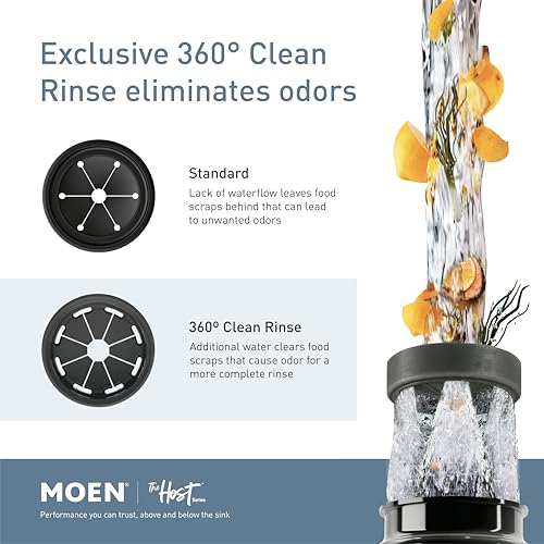 Image of Moen Host Series Garbage Disposal for Kitchen Sink with Power Cord, Control Activation, Sound Reduction, GXB75C