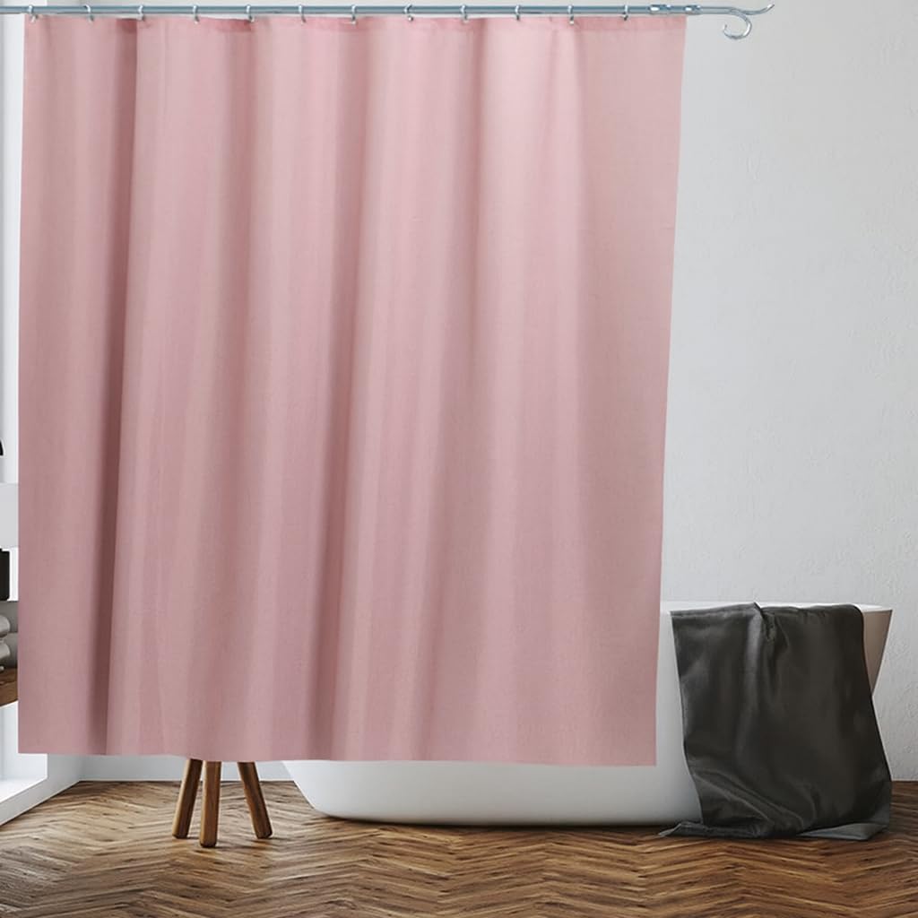 VIROSA Light Pink Shower Curtain for Bathroom Anti Mould, Mildew Resistant | Size 180x180 cm (71 x 71 Inch) | Water Repellent Fabric | 100% Polyester