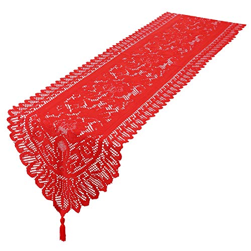 Chemin de table en dentelle rouge de qualité supérieure pour table basse et réception