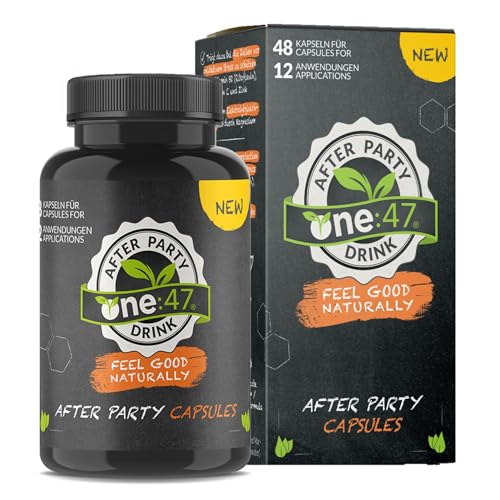one:47® After Party Drink | 48 Kapseln | mit Elektrolyten und Vitaminen | Kapseln rein, munter sein | Extra Boost für deinen Körper vor dem Weggehen und vor dem Schlafengehen | Feel good naturally