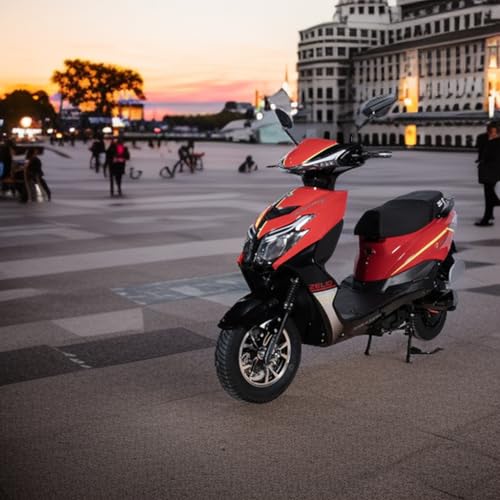 Image of ZELIO GRACYi Electric Scooter | 60V /32AH Lead Acid Battery | 55-60 km Range | Non-RTO | Single Disc Brake | 4-5Hrs Charging | Alloy Wheels (Red /Black)