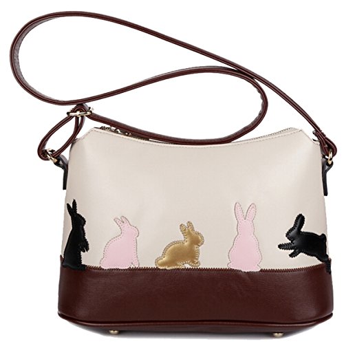 Win8Fong - Bolso al hombro de Charol para mujer rosa Rabbit Pattern