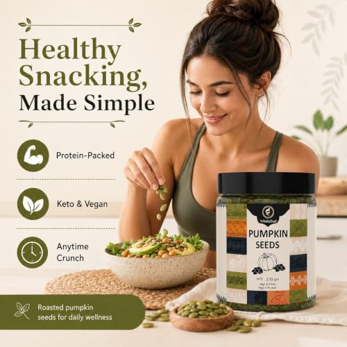 Image of WholeSoul Pumpkin Seeds 200g - High-Protein Superfood | Rich in Zinc, Magnesium & Omega-3 | Roasted & Crunchy | Supports Immunity, Heart Health & Weight Management | Keto & Vegan Friendly
