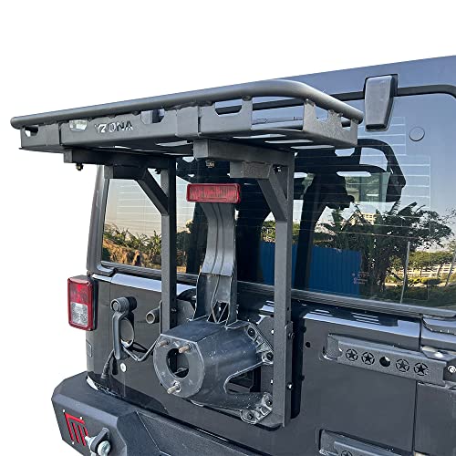 Yzona Jk Off-Road Spare Tire Cargo Carrier Basket On Oe Tailgate Compatible With 2007-2018 Jeep Wrangler Jk & Jku Unlimited 2/4 Door (Bolt-On) #TOP4