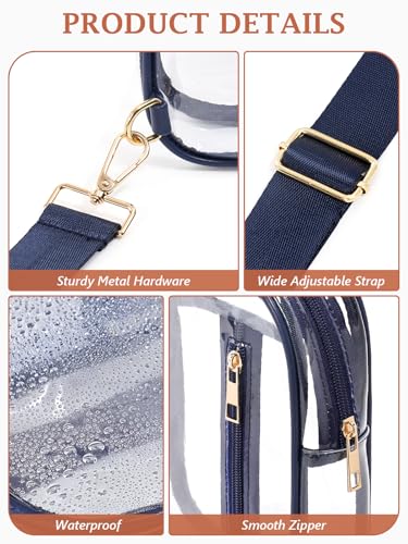 Image of 3 Pockets Clear Bag for Stadium Events with 2 Long Straps Sling Backpack Fanny Pack Concert Crossbody Purses for Women