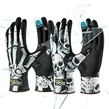 COOLJOB 2 Pairs A4 Cut Resistant Fishing Gloves for Men, Touchscreen Safety Work Gloves with Grip Nitrile, Knife Proof Anti-slip Dexterous Rubber Coating for Glass Handling Wood Carving, Large