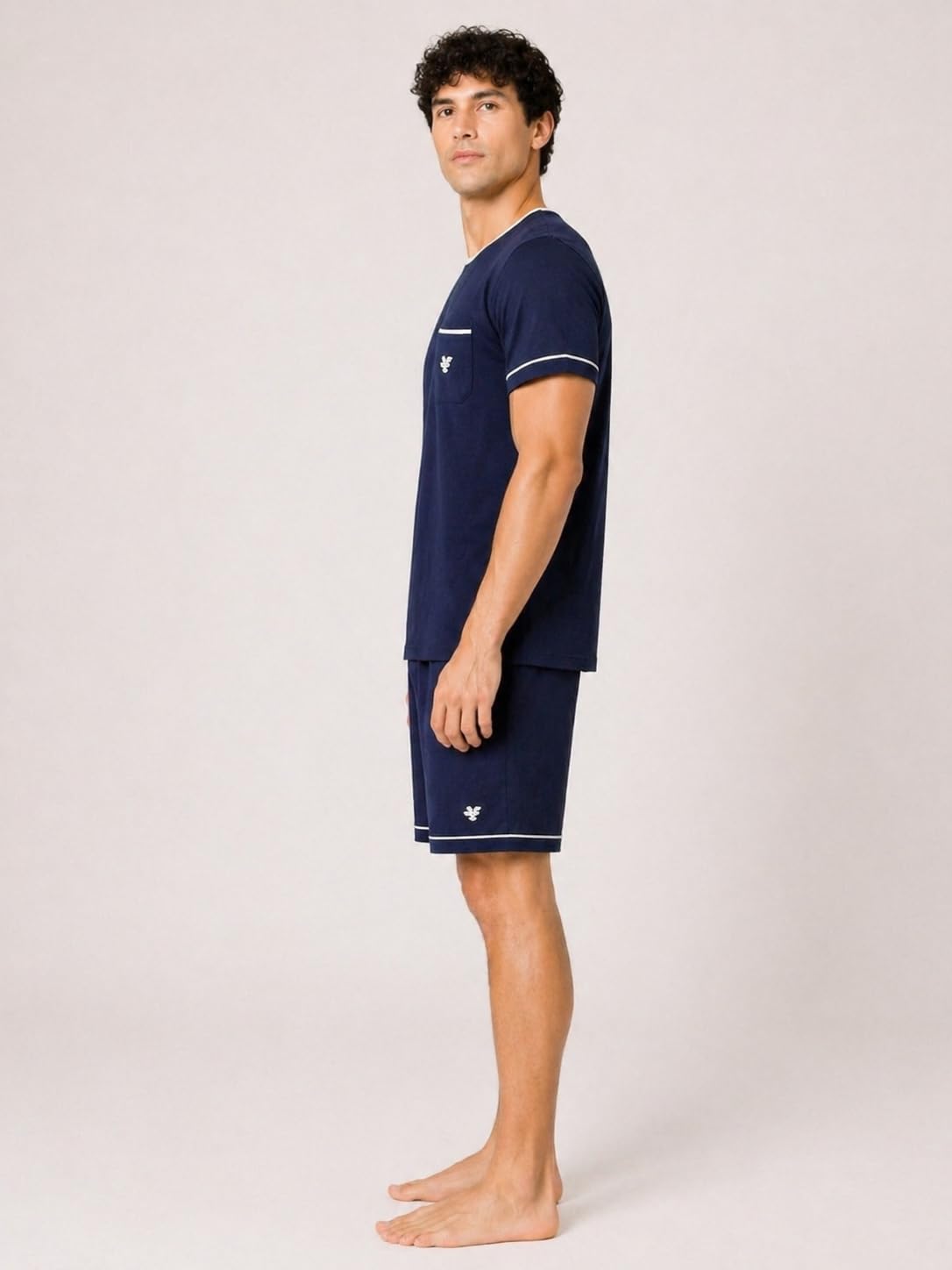 Pigiama Uomo Cotone Corto Leggero Estivo – Pigiama Due Pezzi - Manica Corta e Pantaloncini in Fresco Cotone 100% Pettinato – Sport Edition -