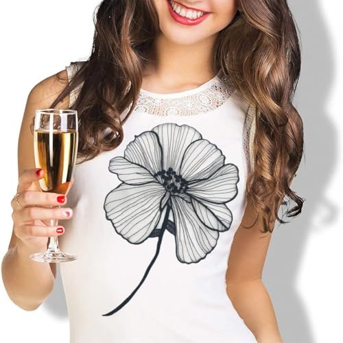 Patchs fleurs noires 27 cm WTUIJQW dentelle brodée luxe pour customisation - 3