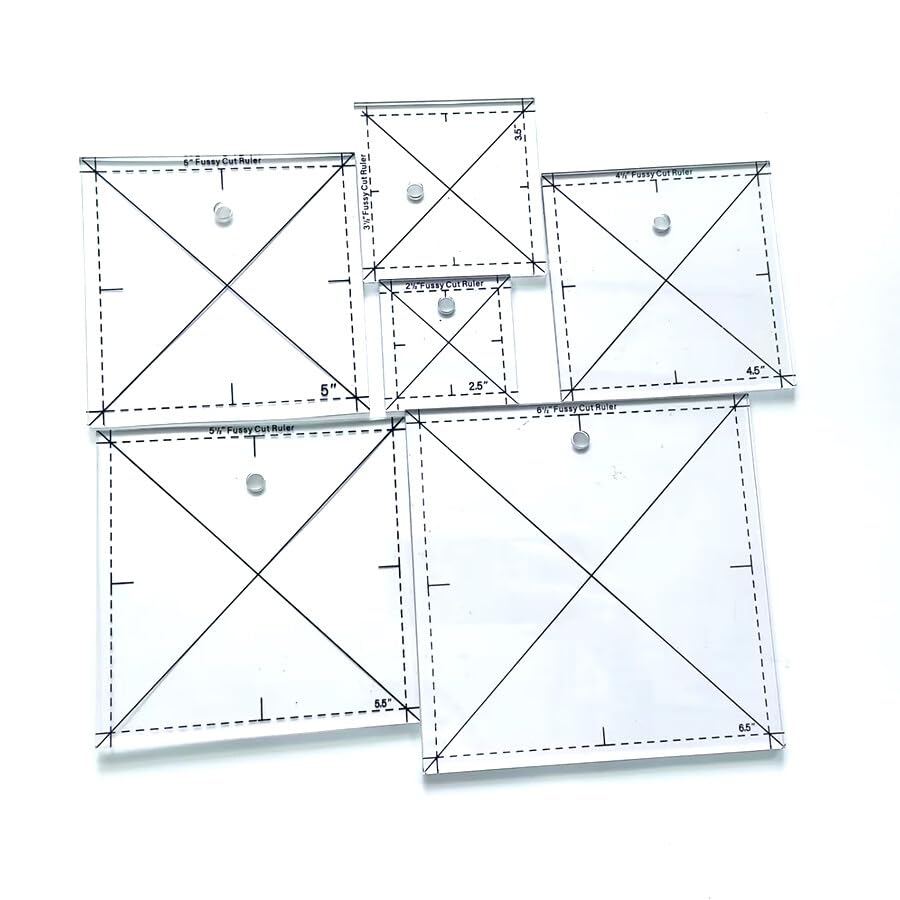 6Pcs Acrylic Quilting Ruler, The Complete Fussy Cut Ruler Set for Sewing