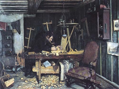 Cuadro decorativo clásico Snekkerverksted de Gustav Wenzel, impresión estilo óleo 60x90cm