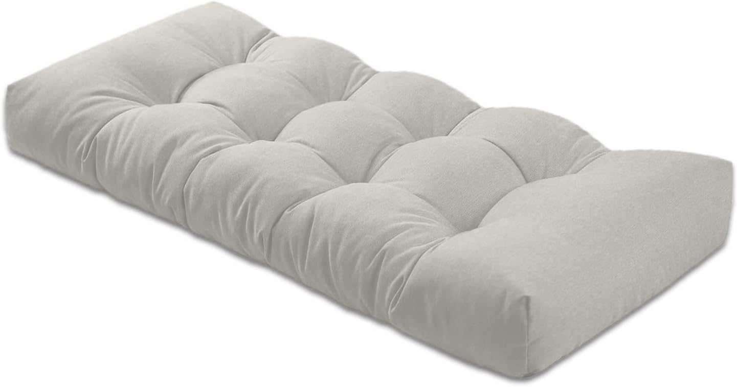 Bench Cushion 48 inches,Indoor/Outdoor Non-Slip Tufted Cushions, Premium Waterproof Linen, Soft Piano Sofa Cushions, Entryway Storage, Bay Window, High-Density Memory Foam(Light Grey-48x16x4in) Light Grey 48x16x4in