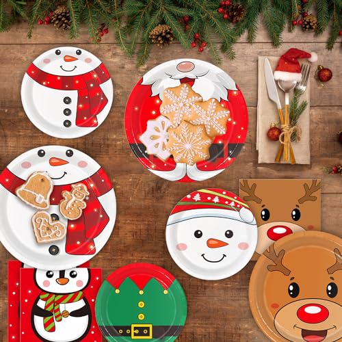 image for Oigco 100Pcs Christmas Party Supplies Kit - Serves 30 Guests, Includin