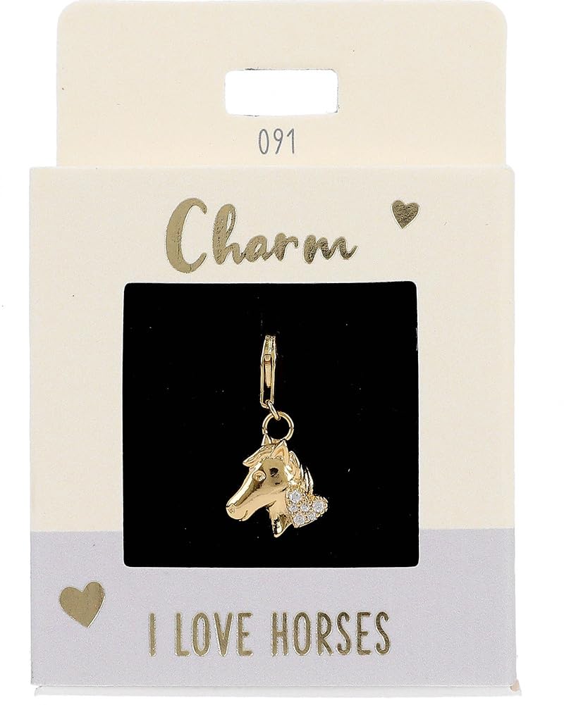 Depesche 11785-091 Charms Exprésate - Colgante para Collares y Pulseras, Caballo, Dorado, como pequeño Regalo