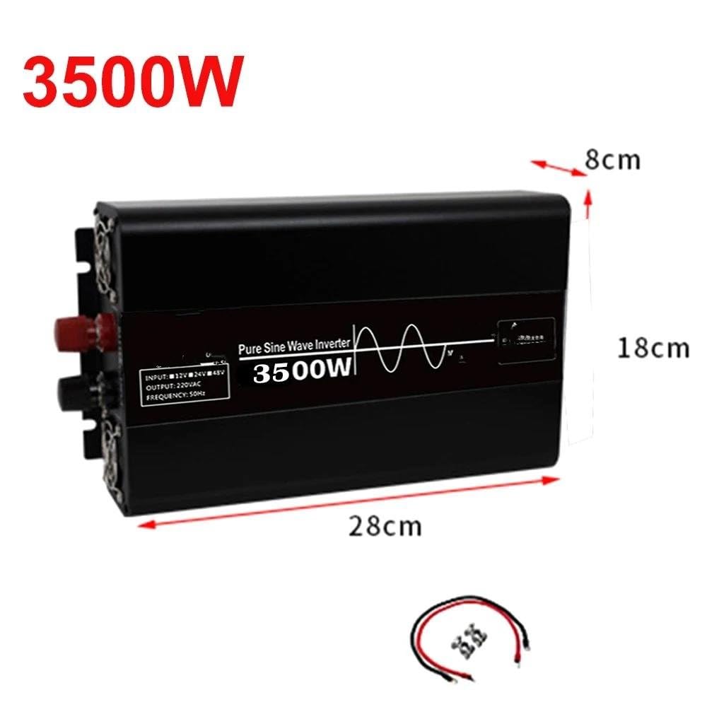 Convertidor Coche Inversor Inversor Potencia 3000W 3500W Convertidor Pantalla Digital Coche/hogar DC 12V/24V A AC 220V Onda Sinusoidal Pura Enchufe Universal(12V,220V(50HZ),3500W)