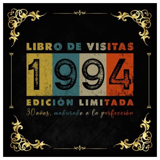 Libro de visitas 30 años 1994 vintage: 120 páginas en blanco, con espacio para fotos y mensajes de invitados.