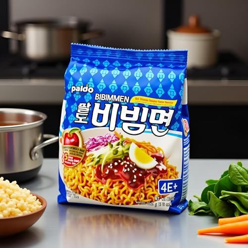VALUBNDL: Paldo Bibim Men Cold Spicy Noodles (8-Pack) – 2 Bundles of 4 – Authentic Korean Spicy Brothless Ramen – Sweet & Tangy Apple Sauce – VALUBNDL Signature Bundle - 5