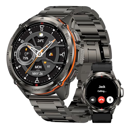 Image of AMAZTIM GPS Smart Watch for Men, 6 Satellite Positioning, Compass, Stainless Steel Body, 50M Waterproof, 470mAh Extra-Large Battery, Answer /Make Call, 1.43 inch AMOLED Screen, Compatible for Android iOS