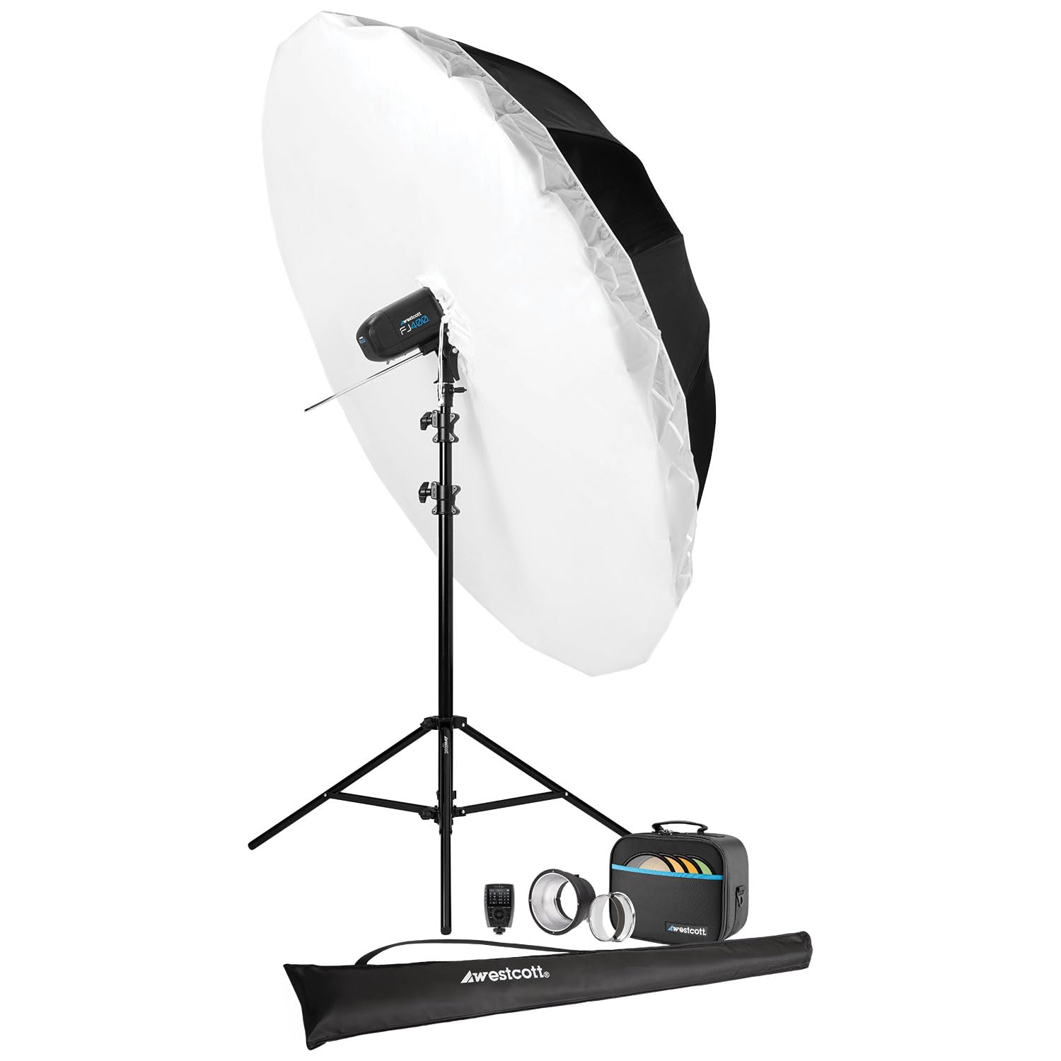 Westcott FJ400 Newborn Portrait Lighting Kit with Universal Wireless Trigger, Strobe, Umbrella, Diffusion, Light Stand