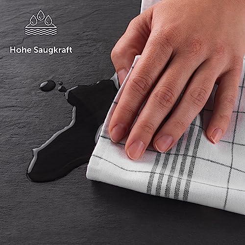 Foto von Blumtal 10er Set Premium Geschirrtücher - Hochwertige Geschirrtücher, 100% Baumwolle, grau kariert, 50x70cm