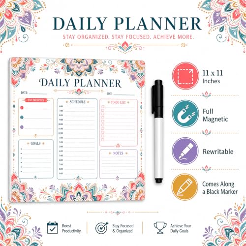 Image of Zesta Vinyl Magnetic Planner for Fridge | Cute Weekly Planner /Meal Planner with Marker | Rewritable Magnetic White Board for Fridge (Harry Potter 11X11 Inches) (Ma)