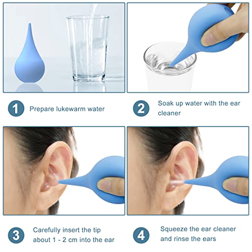 Ohrenspritze 60 Ml, Ohrenreiniger, Ohrenschmalzentferner Mit Saugnapf, Ohrenspitze Zur Sanften Reinigung Von Ohrenschmalz Durch OhrenspüLung, Blau Glatt