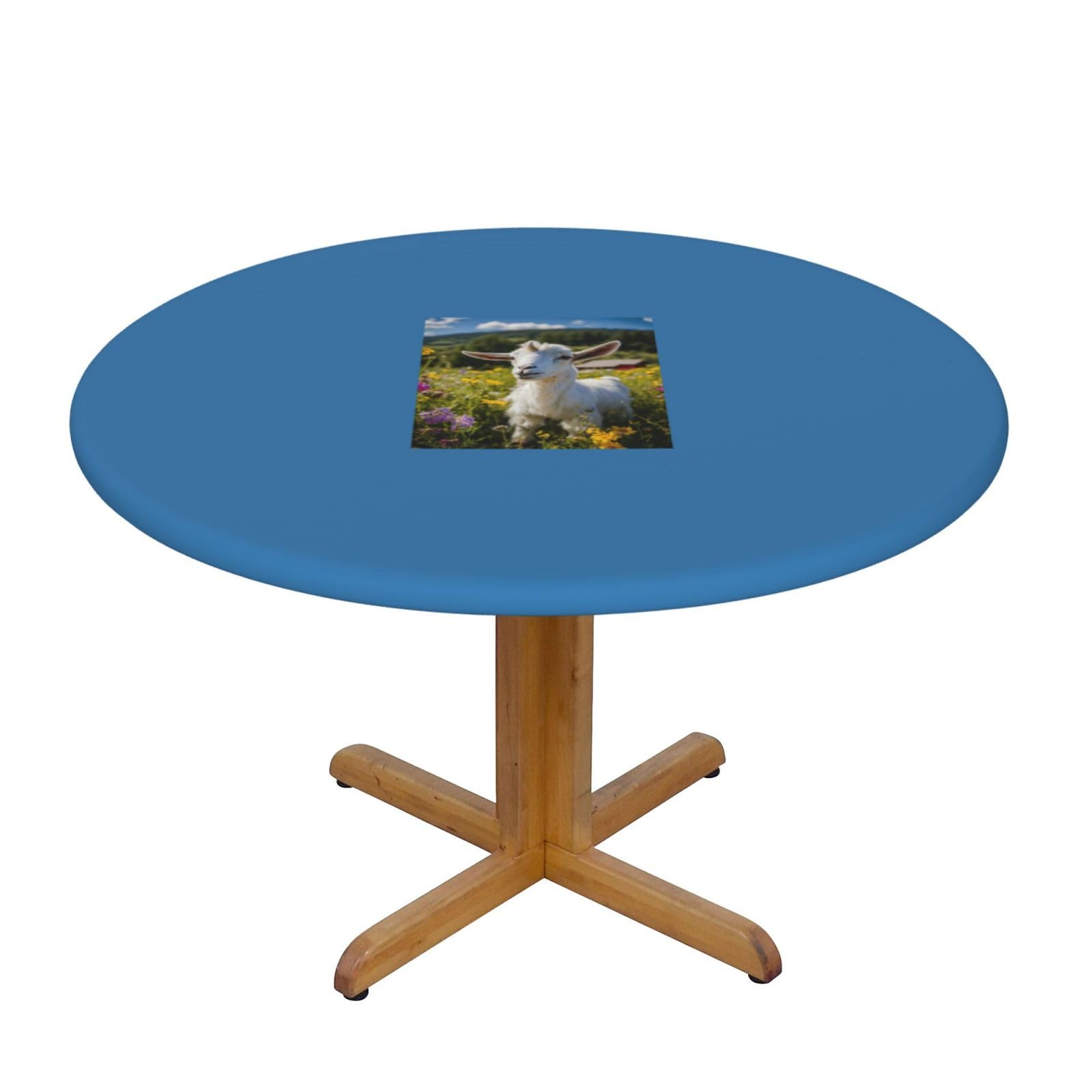 Nappe ronde chèvre imprimée pour salle à manger, cuisine et repas extérieur