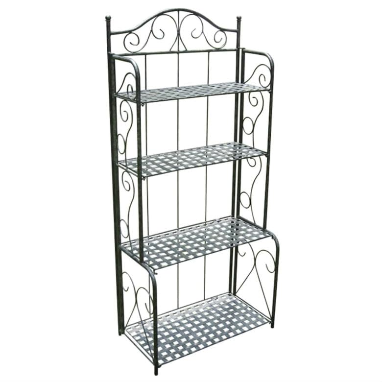 Indoor Outdoor Folding Black Metal Bakers Rack with 4-Tier Lattice Shelves New