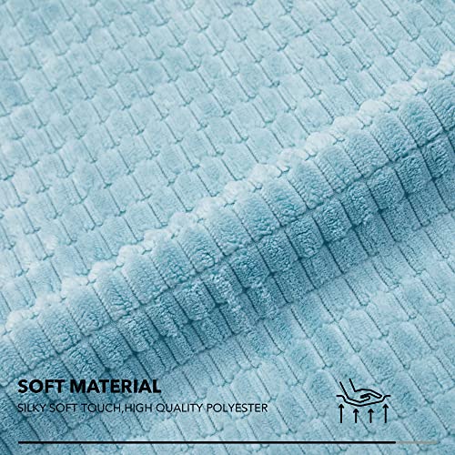 Deconovo Square Corduroy Throw Pillow Cover, 18X18 Inch, Baby Blue Cushion Cover With Stripes Bedroom Sofa Living Room Couch, Set Of 2 #TOP4