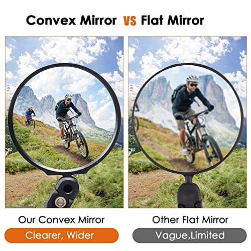 Arkham Bike Mirror For Handlebars End, Convex Mirror Widely View, 360° Rotating Bicycle Rearview Mirror, For Left And Right 0.63-0.94” Handlebars Ebike Mountain Bike (1 Piece) #TOP4