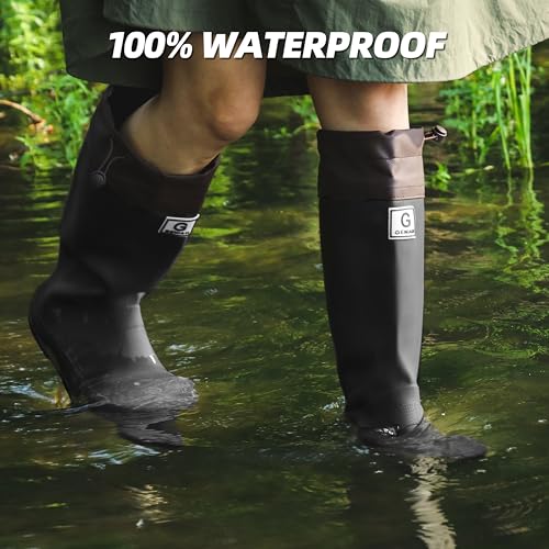 Image of Wasserflux Women's Mid-Calf Rain Boots - Waterproof Foldable Rubber Boots with Adjustable Cuff, Anti-Slip Sole, Lightweight for Gardening & Outdoor Work