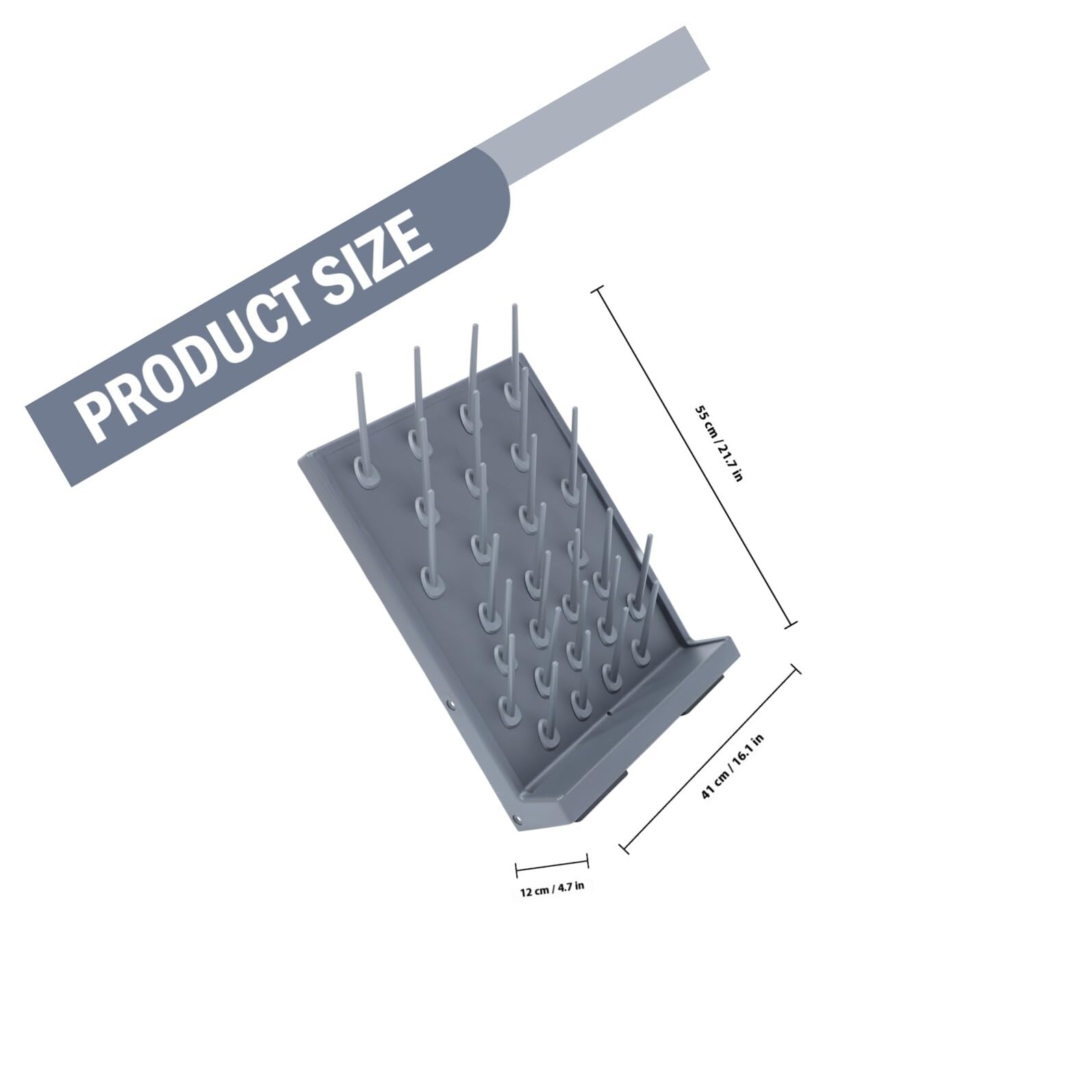 NUOBESTY Supporto per Provette da Laboratorio in Plastica Pp, Rack di Essiccazione 27 Pioli, Set 2 Pezzi Nero, Leggero e Compatto per Uso Scientifico e Industriale